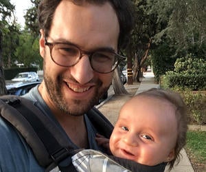 John Franchak and his 3-month-old son.