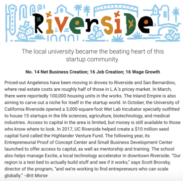 screenshot from inc.com describing why riverside is on top 50 surge cities list