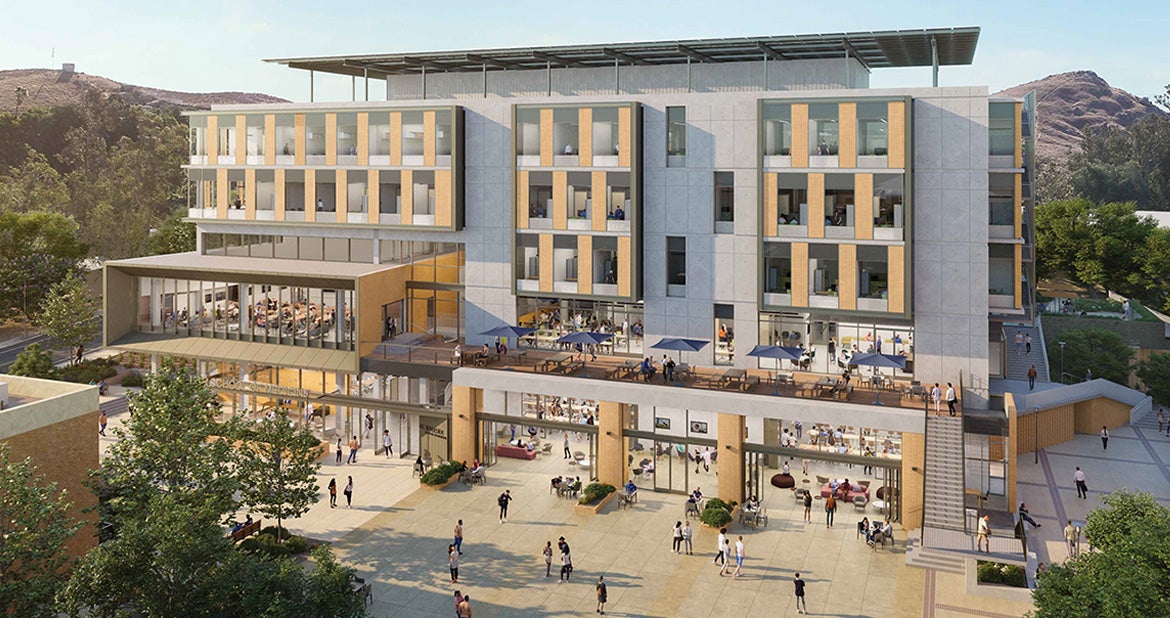 UCR School of Medicine’s new Education Building II courtyard view