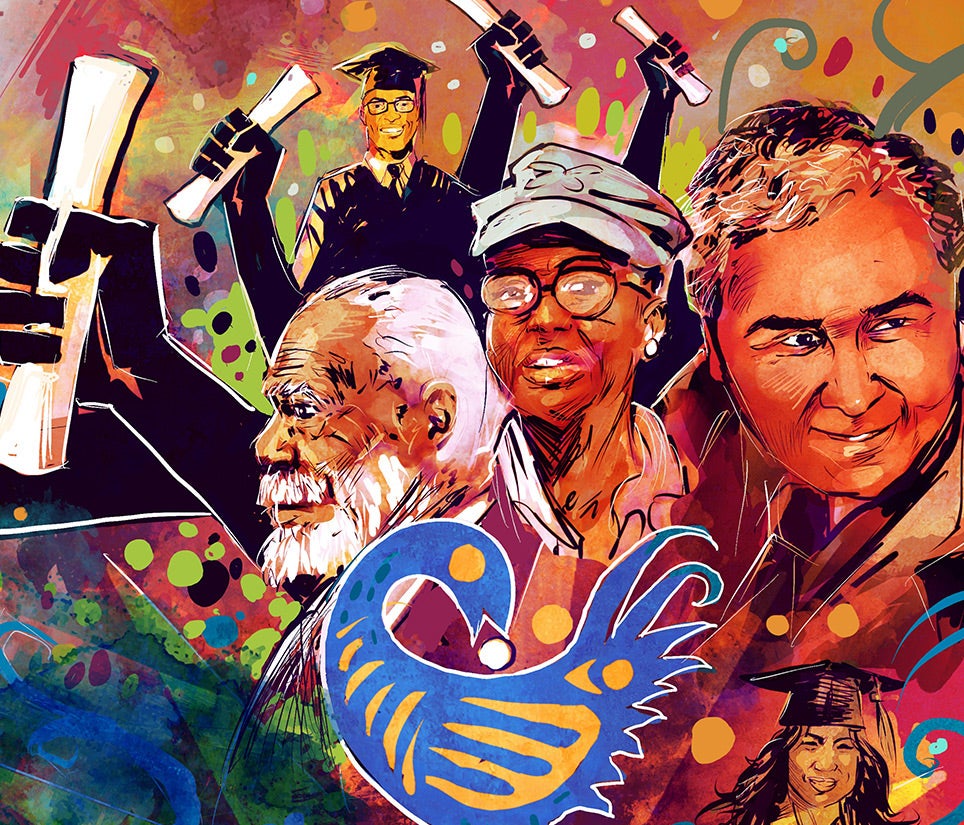 Celebrating 50 Years of African Student Programs and Chicano Student Programs illustration.