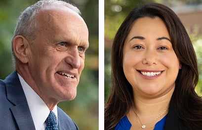 UCR chancellor Kim Wilcox and undergraduate admissions Veronica Zendejas