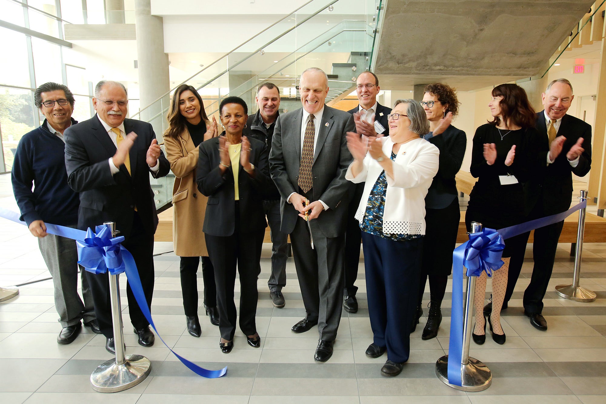 Wilcox and campus leaders at a dedication for the Multidisciplinary Research Building in December 2018. Wilcox and campus leaders at a dedication for the Multidisciplinary Research Building in December 2018.