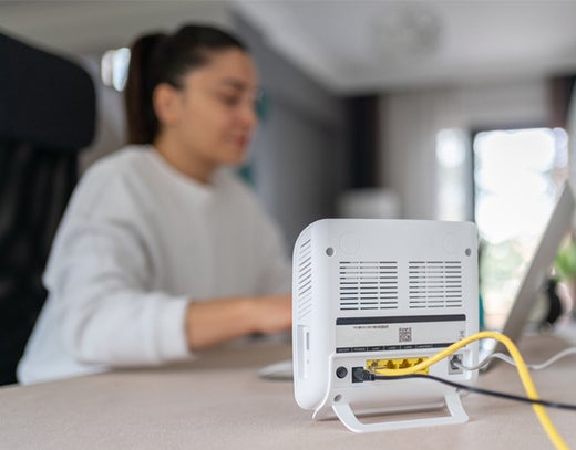 home office with broadband internet