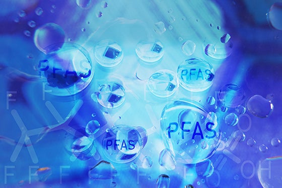 Conceptual image of PFAS pollution in water