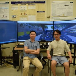 Ziran Wang, recent mechanical engineering Ph.D. graduate, and Xishun Liao, electrical and computer engineering Ph.D. student