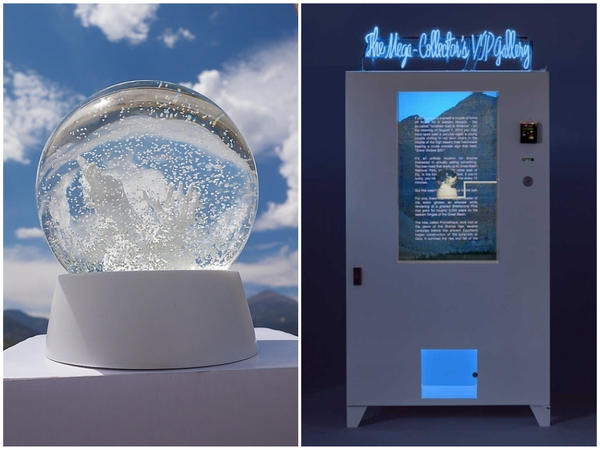 Prometheus Project snow globe (left) and "The Mega-Collector’s VIP Gallery." (Courtesy Jeff Weiss Collective)