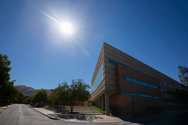 Sun shining over UC Riverside campus in April, 2021