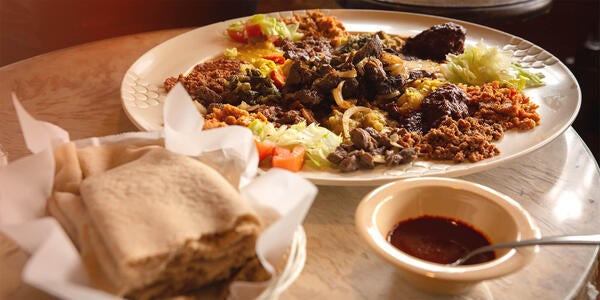 A traditional dish at Messob Ethiopian Restaurant.