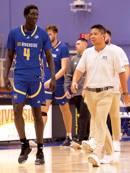 Mike Magpayo with UC Riverside basketball player