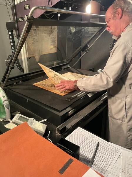 A Backstage Library Works employee works on the project. (Photo courtesy of Backstage Library Works)