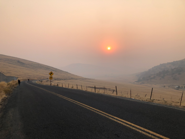 Haze created by the Sequoia Lightning Fire Complex