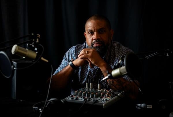 Anthony Jerry, creator of The Empathy Archive, in the studio