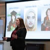 April Gould, sociology doctoral student, presents "Why Did She Do It?" during the Grad Slam competition on Thursday, March 3, 2022, at the Alumni and Visitors Center at UC Riverside.  (UCR/Stan Lim)