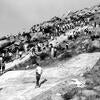 Students constructing the “C” atop the Box Springs Mountains.