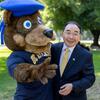 Hu with Scotty during his first visit to the UCR campus in May 30.