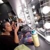 Cast member Avery Branley, front, and Kamdyn Ridenour, put on makeup before their final dress rehearsal.