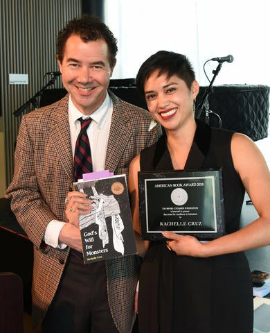 Cruz with Justin Desmangles, chairman of the Before Columbus Foundation and administrator of the American Book Award (Johnnie Burrell)