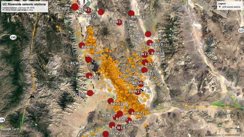 Seismic station map near Ridgecrest, Calif.