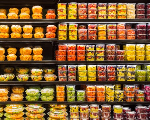 Food stored in plastic boxes