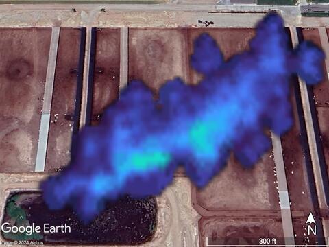 Satellite image of a methane plume coming from a dairy digester