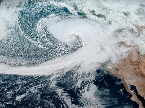 Atmospheric river forming over the U.S. West Coast. 