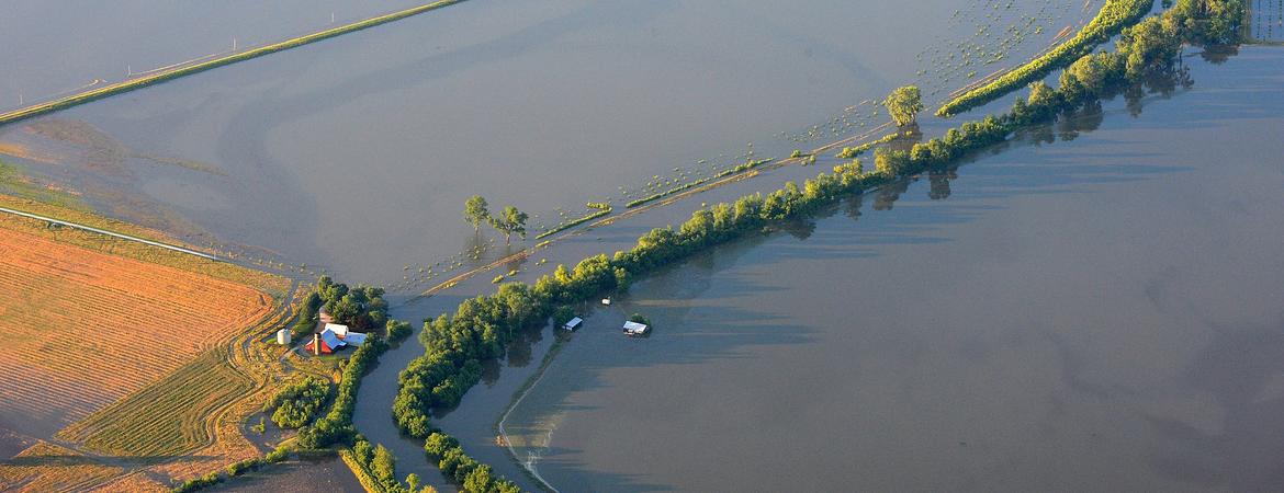 A picture of flooded farmland taken by FEMA.