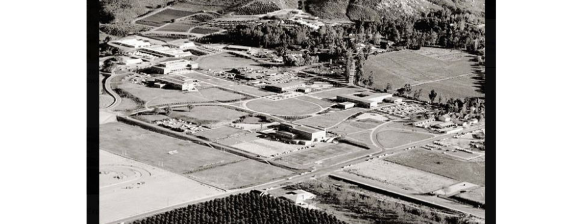 Aerial black and white image of UCR in 1954.