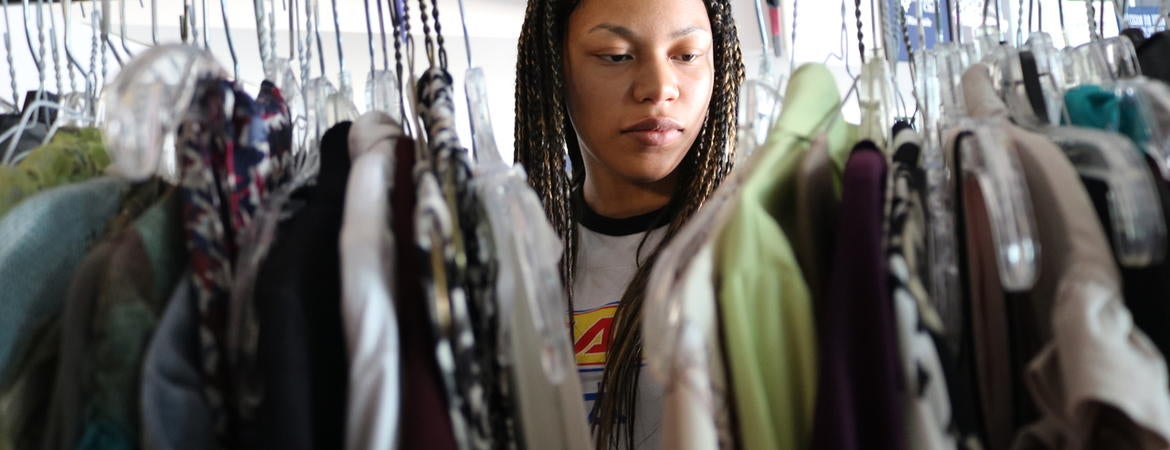 UC Riverside student visiting R’Professional Career Closet