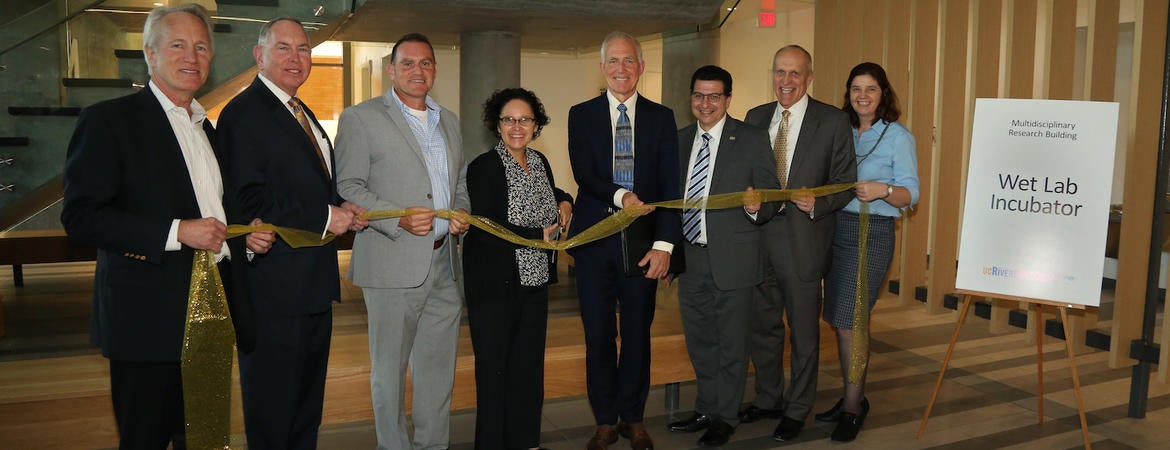 Ribbon cutting ceremony for UC Riverside's Wet Lab Incubator