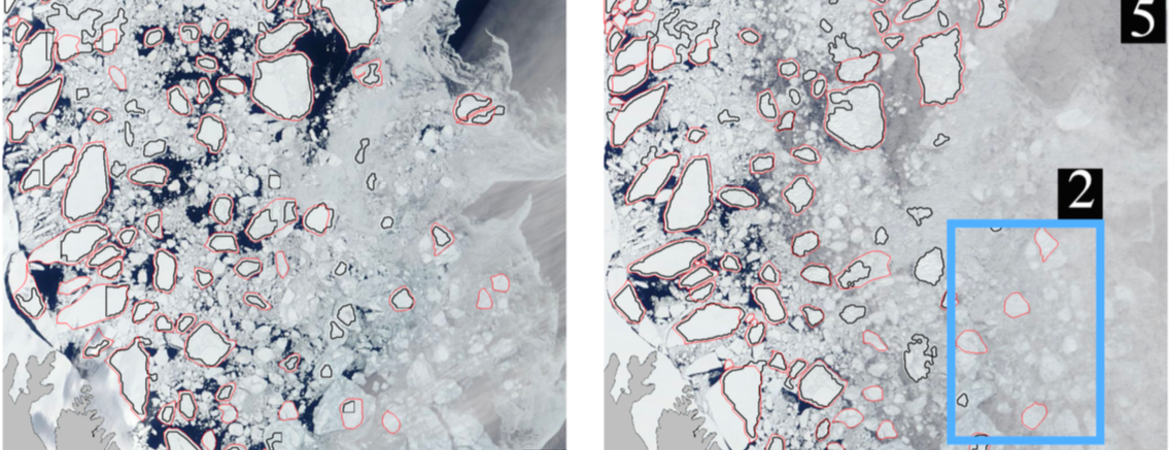 Satellite image of sea ice after analysis by a new algorithm