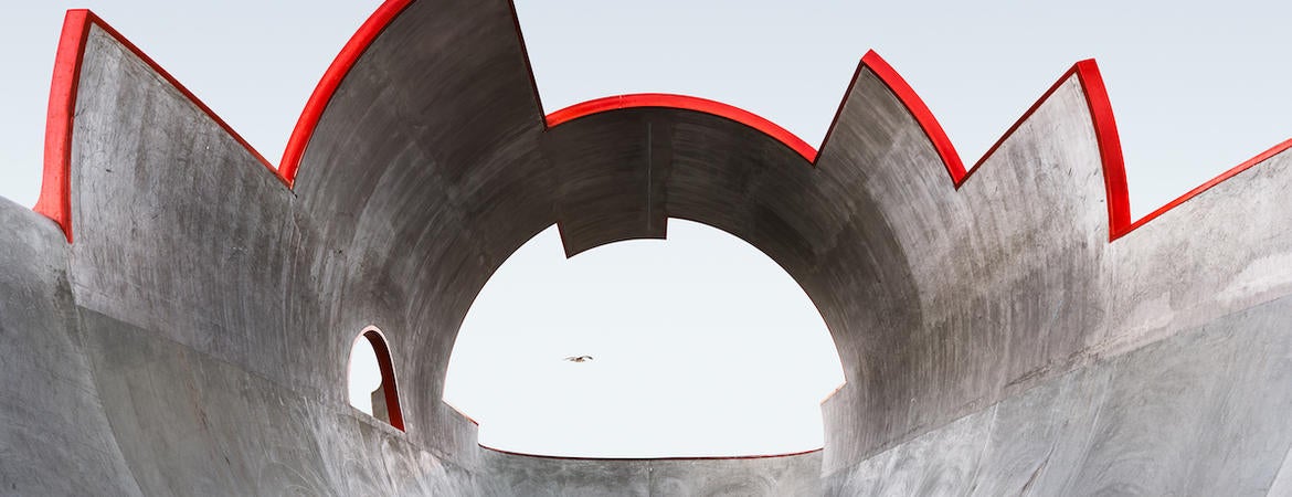 An artistic photograph of a skate park 