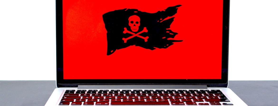 Pirate flag on laptop  screen by Michael Geiger on Unsplash