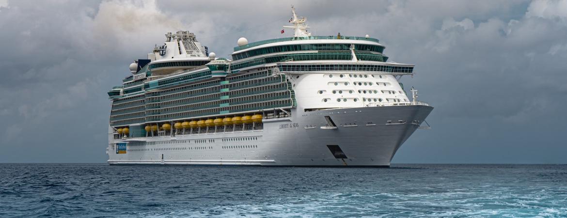 A cruise ship on the open sea