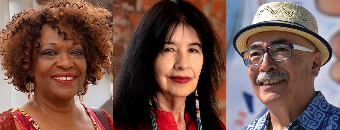 U.S. poet laureates Rita Dove, Joy Harjo, and Juan Felipe Hererra
