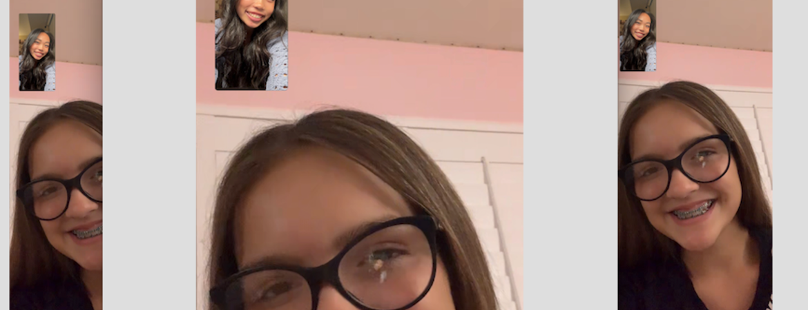 Katelyn Nguyen (top left) during a FaceTime call with her mentee, Giselle. (Photo courtesy of Katelyn Nguyen)