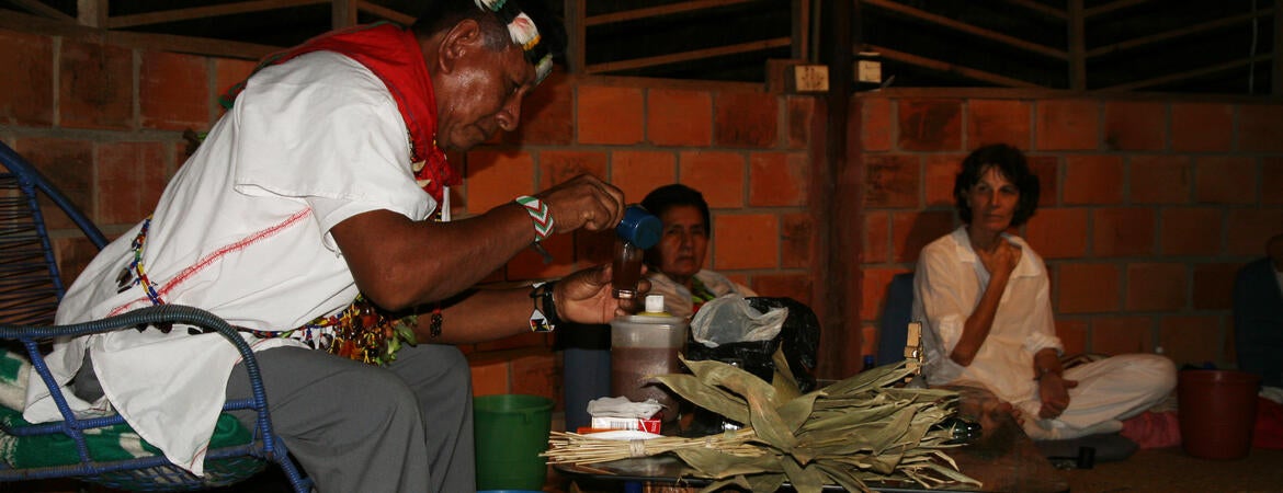 Beginning of an ayahuasca healing ceremony at the Takiwasi Center for Drug Addiction Rehabilitation and Research on Traditional Medicines in Tarapoto, Perú. (Photo courtesy of Takiwasi Center)