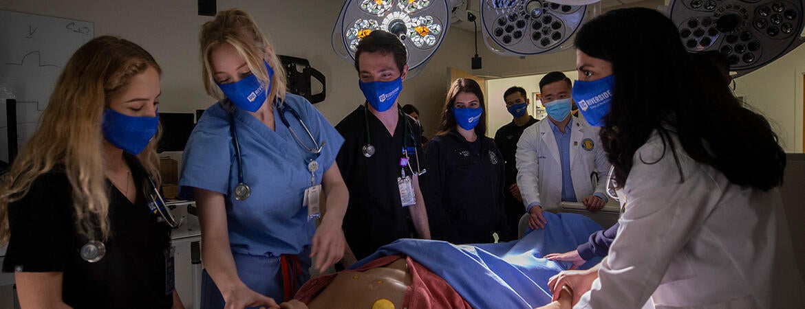 UCR medical students in simulation suite