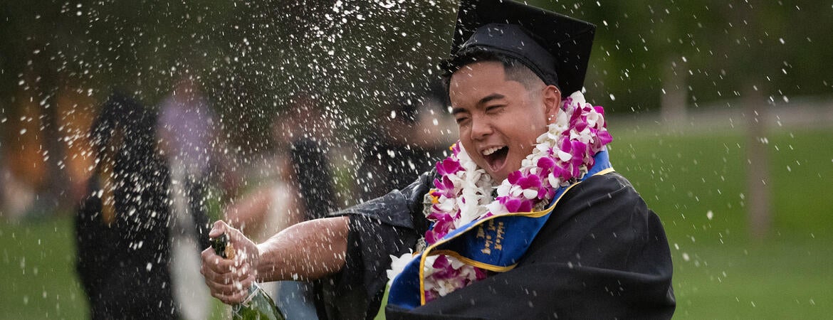 Student celebrating commencement