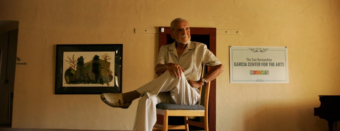 Ernest "Ernie" García, pictured here on September 29, 2016. He is UCR's first Hispanic graduate. Beside being a lifelong educator, he was an arts advocate. García helped spearhead San Bernardino's Garcia Center for the Arts. (Photo by Stan Lim/Digital First Media/The Press-Enterprise via Getty Images)