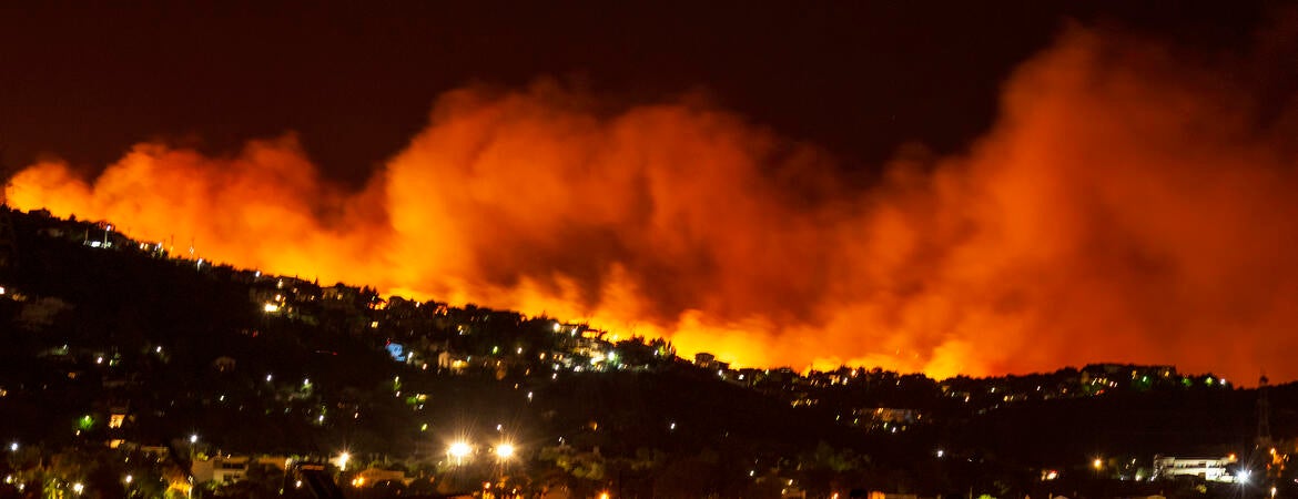 Wildfire at night