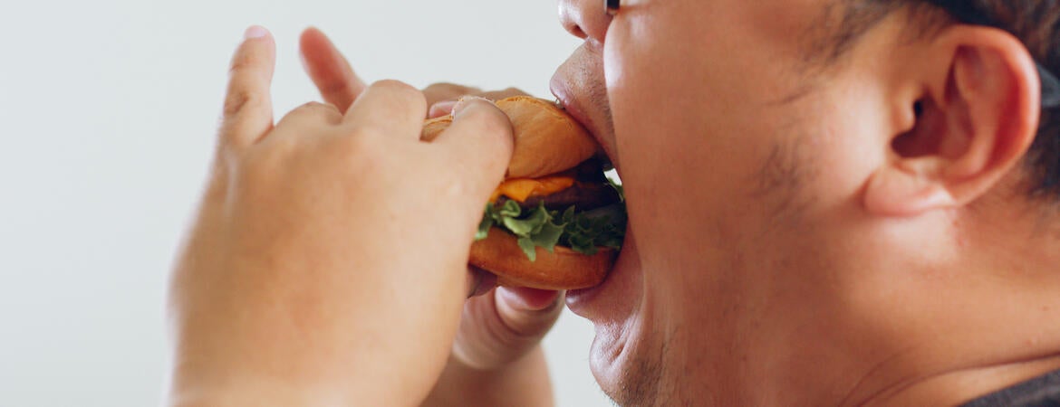 Man eating a burger