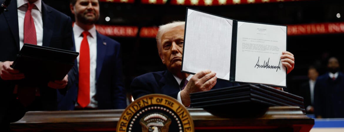 Donald Trump with executive order