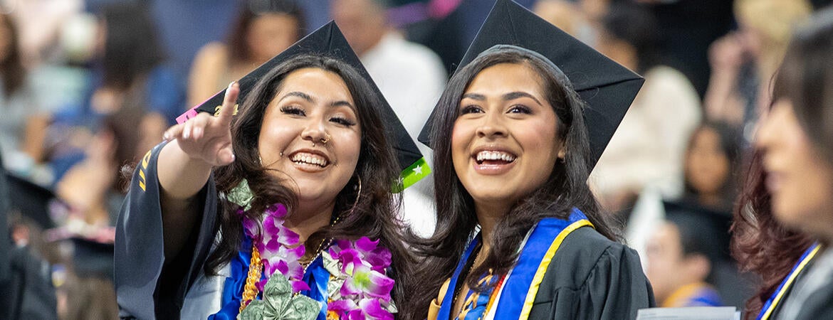 UCR graduates at commencement wearing their philanthropy cord