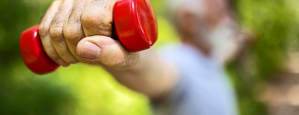 Grip on a light dumbbell