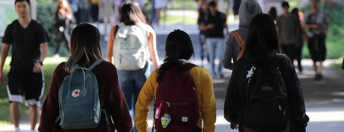 Students walking on campus