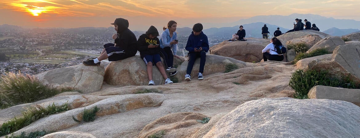 Inland Empire residents watch the sunset from the top of Mt. Rubidoux in Riverside