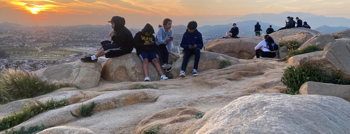 Inland Empire residents watch the sunset from the top of Mt. Rubidoux in Riverside
