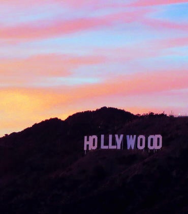 Sunset over the Hollywood sign