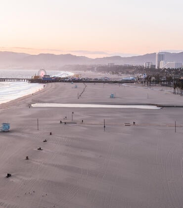 The Santa Monica beach during the 2020 COVID-19 lockdowns