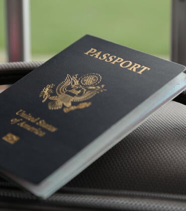 Passport on a suitcase